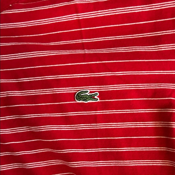 Lacoste Red and White Striped Tee - Picture 2 of 4